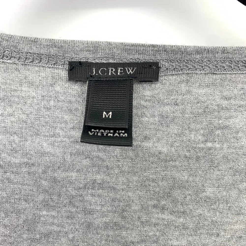 J. Crew Surplice Faux Wrap Neck Long Sleeve Bodysuit Womens Sz M Heather Gray